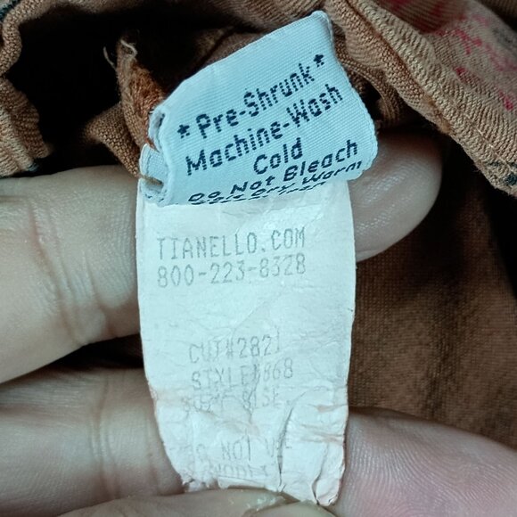 Tianello Art to Wear Shirt Womens S Brown Asian Print Tencel 3/4 Sleeve USA Made - Picture 9 of 12